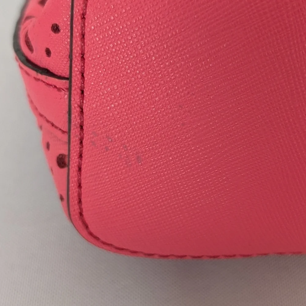 Kate Spade Cedar Street Mandy Coral Perforated Cut Out Flower Crossbody Bag EUC